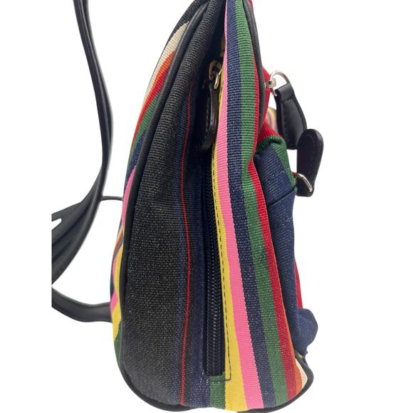 Villager by Liz Claiborne Womens Vintage 90s Striped Triangle Backpack Sling Bag - Picture 8 of 16